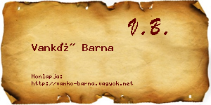 Vankó Barna névjegykártya
